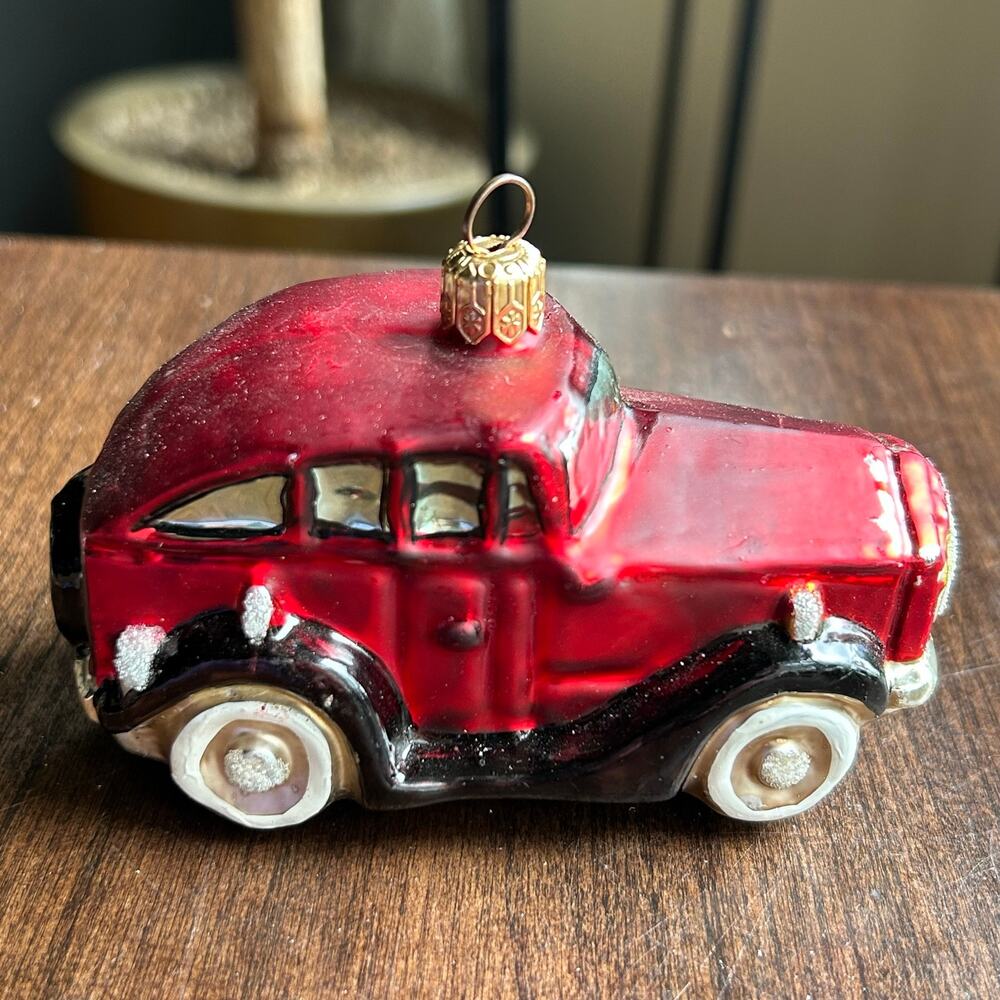 VTG Christopher Radko HOLIDAY TOUR Vintage Red Car Christmas Ornament